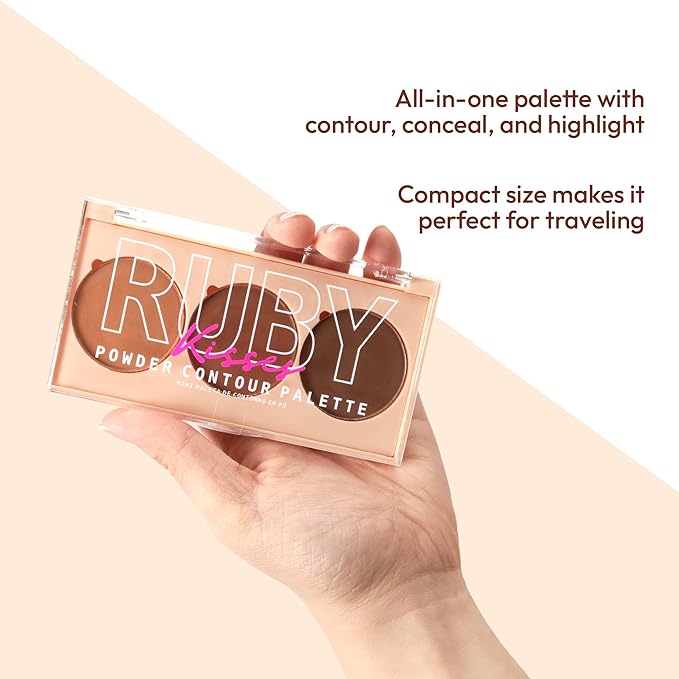 Ruby Kisses Contour Palette 3-in-1 Contour, Conceal, Highlight All-In-One Mini Palette, Long-Lasting, Easy to Blend Powder Contour Palette for All Skin Type-VivaGrace Women