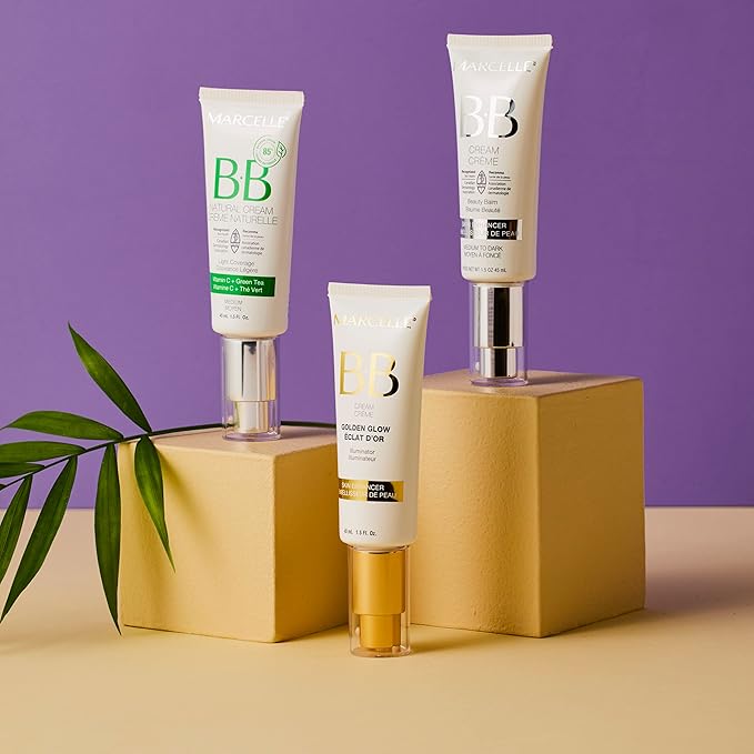 Marcelle BB Cream Golden Glow, Universal Shade, Tinted Moisturizer, Skin Enhancer, Illuminator, Beauty Balm, Non-Comedogenic, Paraben-Free, Oil-Free, Hypoallergenic, Cruelty-Free, 1.5 fl oz