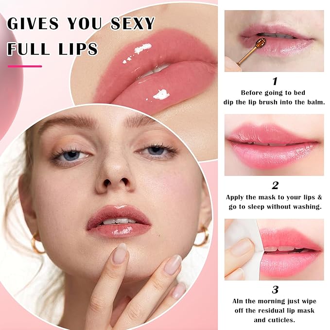 Honey Pot Lip Balm,3PCS Bee Lip Balm Honey Pot Cherry Watermelon Lip Scrub,Fade Lip Lines Prevention Dry and Cracked Lip Mask Overnight (Honey+Watermelon+Cherry)-VivaGrace Women