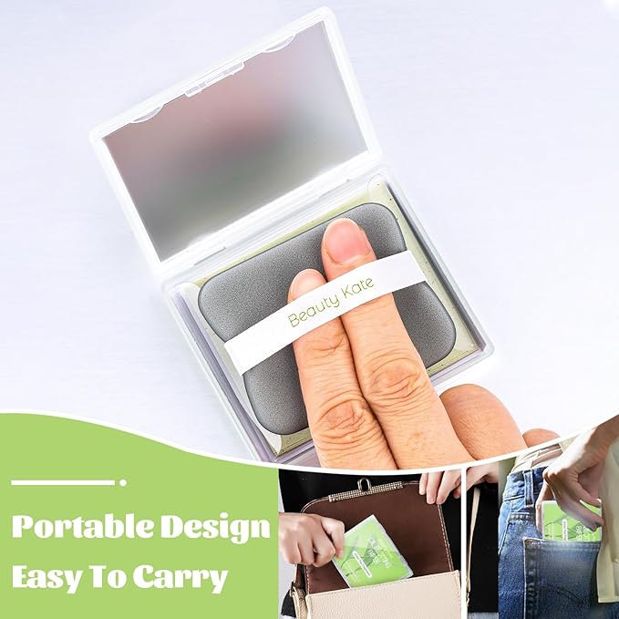 2 Pack Oil Blotting Sheets for Face, Oil Blotting Paper Green Tea Total 100 sheets with Portable Mirror Case & Makeup Puff Makeup Friendly-VivaGrace Women