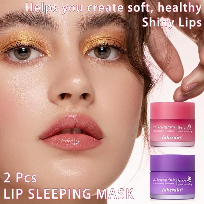 2 Pcs Lip Sleeping Mask, Lip Mask Overnight Hydrate Repair Sleeping Lip Mask, Moisturizing Lip Balm Lip Care Anti Dry Cracked Lip Cream, Lip Scrubs Exfoliator Reduce Lip Lines-VivaGrace Women