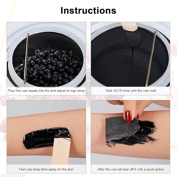 Wax Beads, 3.3lb Hard Wax Beads Bulk for Hair Removal, Face Brazilian for Bikini, Leg, Underarm, Wax Beans At Home Waxing Kit (Black)