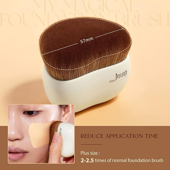 Jessup Makeup Brush, Foundation Brush Flat Top Kabuki Brush for Face Blush Liquid Powder Foundation Brush for Blending Buffing Stippling with Gift Box, Light Gray SF002-VivaGrace Women