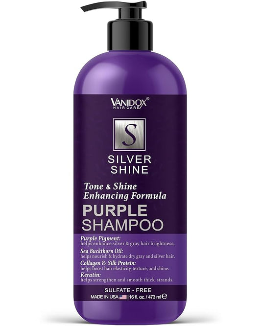 Brass Toning Purple Shampoo for Grey and Silver Hair, Infused with Purple Pigment, Sulfate Free Shampoo for Gray and Silver Hair (16 fl oz)-VivaGrace Women