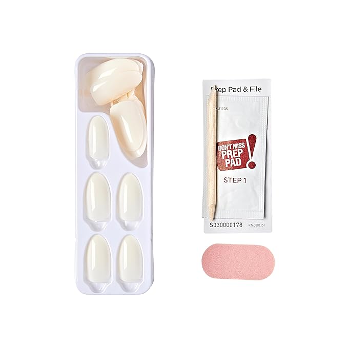 KISS imPRESS Color Press-On Manicure Fake Nails, Ballroom - Short & Square, Solid White, Ready To Wear, Chip Proof, Smudge Proof, No Dry Time, Mini File & More | 30 Count