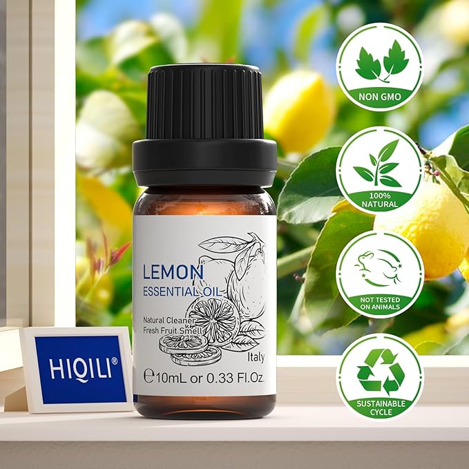 HIQILI Lemon Essential Oil, Household Cleaning, Air Purification, Skin Care, Can be Added to Cleansers, Sprays, Body Lotions Use - 0.33 Fl Oz/10ML-VivaGrace Women