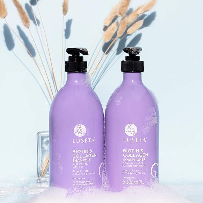 L LUSETA Biotin & Collagen Shampoo & Conditioner Set (2 x 33.8oz) - Thickening for Hair Growth, Infused with Argan Oil to Repair Dry, Damaged Hair-VivaGrace Women