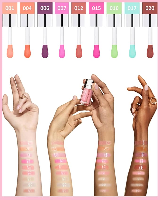 Tinted Moisturizing Lip Glow Oil,Hydrating Plumping Lip Gloss Lip Care Clear Toot Lip Oil for Dry Lip,Glow Reviver Lip Oil,Shine Lip Tint Stain Lip Care Product,Christmas Makeup Gift for Women-#016-VivaGrace Women