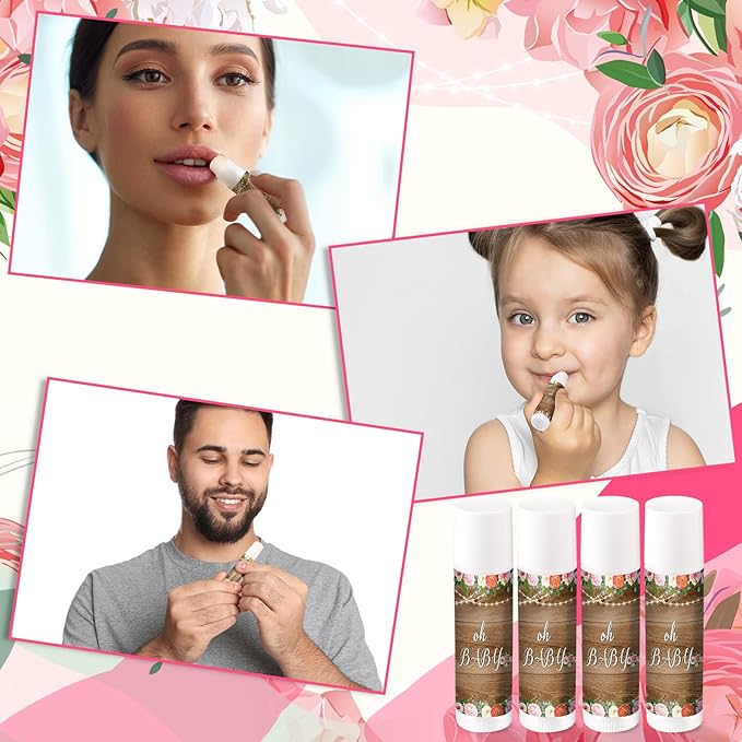 40 Pieces Lip Balm Bulk Baby Shower Jasmine Lip Balm Favors Floral Moisturizing Lip Balm for Women Children Men Girl kids Gender Reveal Favors Gift Baskets (Floral)-VivaGrace Women