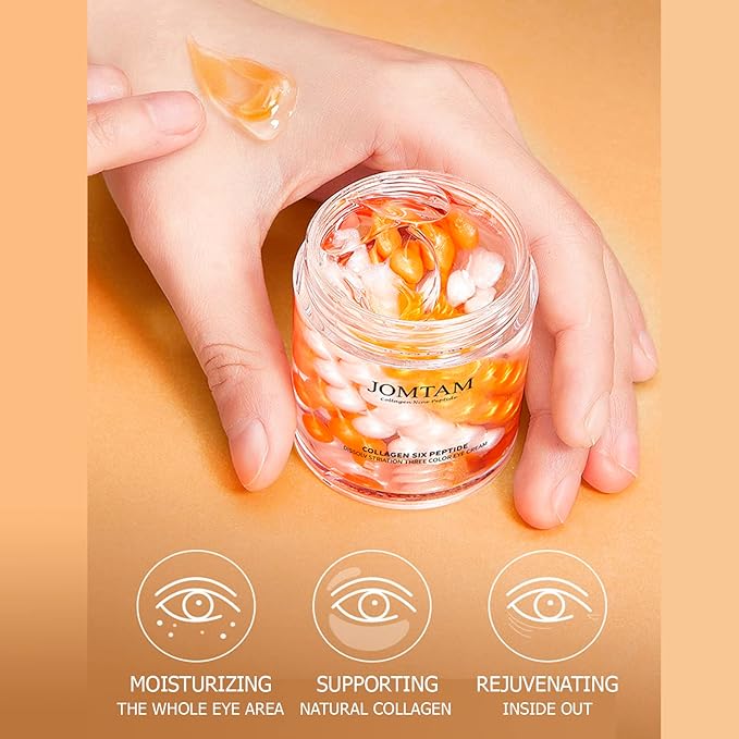 Collagen Six Peptide Dissolve Striation Three Color Eye Cream Eye Bags Hydrating Face Skin 60g / 2.03fl.oz-VivaGrace Women