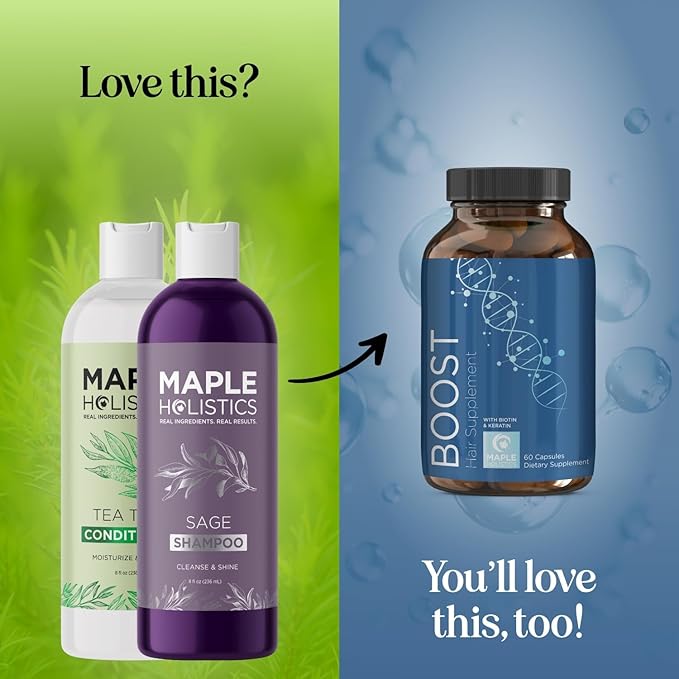 Sulfate Free Shampoo and Conditioner Set - Tea Tree Sage and Rosemary Shampoo and Conditioner for Dry Flaky Scalp Care - Deep Cleansing Color Safe Shampoo and Conditioner for Damaged Dry Hair Care-VivaGrace Women