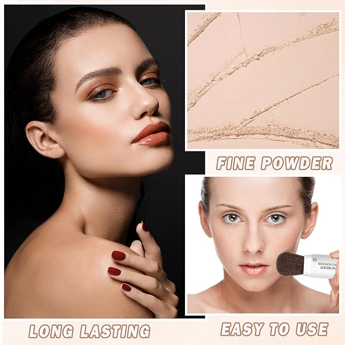 Mineral Sunscreen Setting Powder Mineral Brush Powder SPF 35 PA+++ Oil Control Matte Effect Lightweight Breathable Translucent Powder Setting Powder Sunscreen Makeup for Face with Brush-01 Translucent-VivaGrace Women