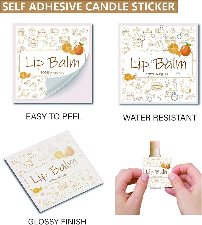 CRASPIRE Lip Balm Labels 80pcs Homemade Lip Balm Labels 2” Clear Lip Balm Labels for Tubes Printable Waterproof Lip Balm Stickers Labels for Lip Balm Handcream Candle Container(Food Logo)-VivaGrace Women