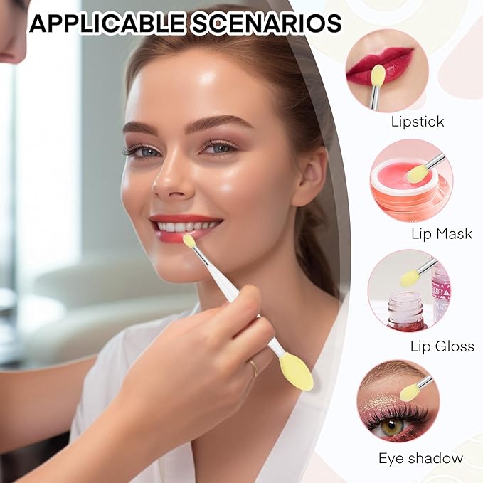 Unaone Lip Scrub Brush - 3 PCS Dual-ended Lip Scrubber Exfoliator and Silicone Lip Brush, 3-in-1 Silicone Lip Scrub Tool Lip Mask Applicator, Gentle Exfoliator & Applicator for Soft-VivaGrace Women