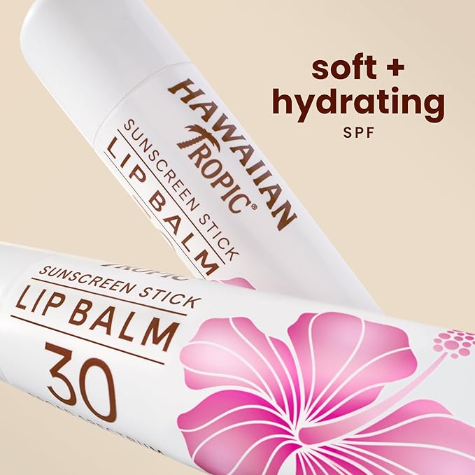 Hawaiian Tropic Tropical Lip Balm SPF 30, 0.14oz | Lip Sunscreen, Lip SPF 30, Lip Sunblock, Oxybenzone Free Sunscreen, Travel Size Sunscreen, Mini Sunscreen, 0.14oz (Pack of 10)-VivaGrace Women
