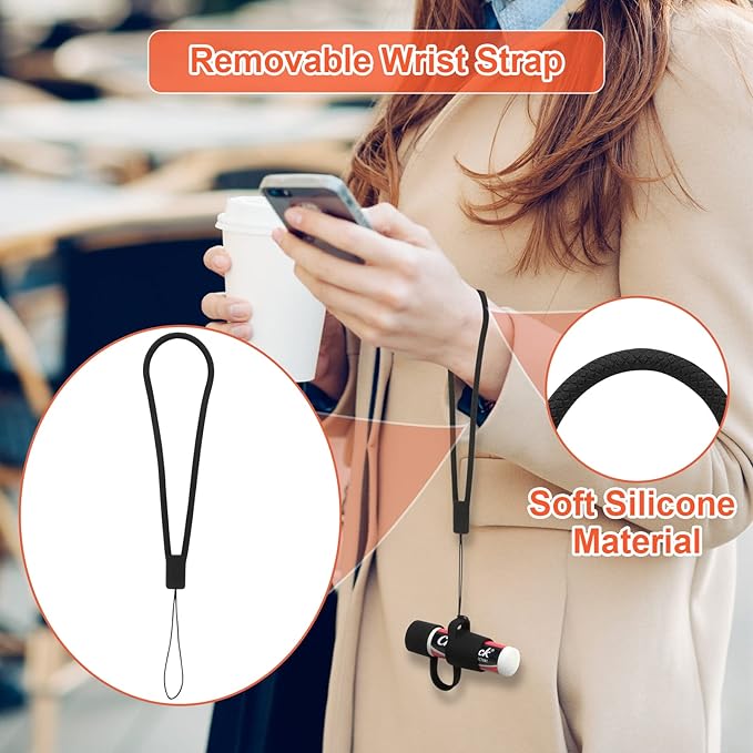 Desing Wish 2 PCS Silicone Lip Balm Holder with Cap Cover Portable Chapstick Holder Keychain Sleeve Lip Balm Key Chain with Key Ring and Wrist Strap Lanyard - Black-VivaGrace Women