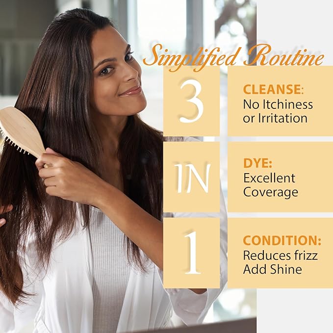 3-in-1 Hair Dye Shampoo Light Brown, Natural Hair Color Shampoo for Gray Hair, Hair Instant Dye Shampoo for Women & Men, Long-Lasting Shampoo Hair Dye Colors Hair in Minutes, Champu Para Canas, 500 Ml-VivaGrace Women