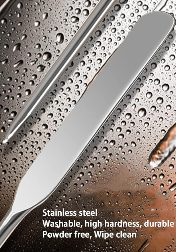 Foundation Spatula, 3-Pack Acrylic Nail Art Palette Oblique Round Head Stainless Steel Makeup Spatula for Woman Professional Facial Makeup Tools Makeup Mixing Palette-VivaGrace Women