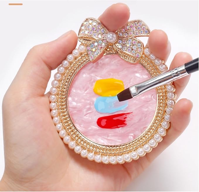 4Pcs Resin Nail Art Plalette Nail Polish Mixing Plate Gel Palette Manicure Tool for Nail Art Display (Pink Silver)-VivaGrace Women