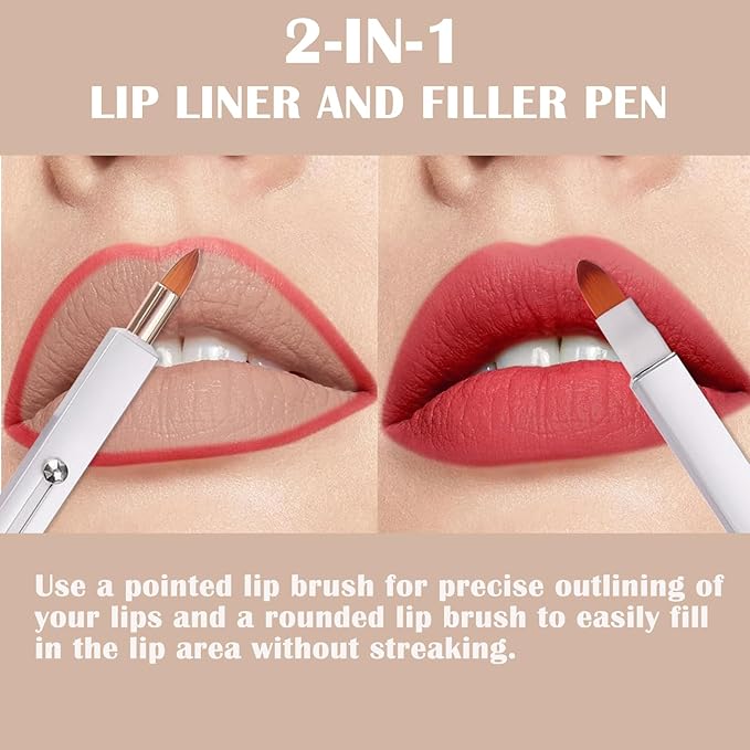 3 Pack Lip Brush for Lipstick Makeup Brushes Double-Ended Retractable Lip Brush with Cap Dustproof for Lipstick Gloss Creams Portable with Cap(Black + Gold + Silver)-VivaGrace Women