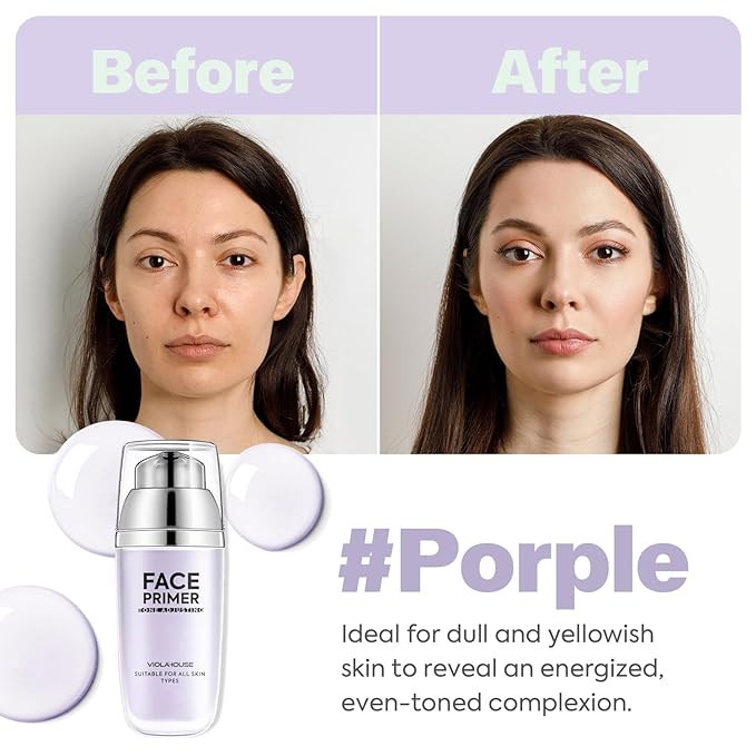 VIOLA HOUSE Face Primer, Tone Adjust Primer For Face Before Makeup-Refined, Bright And Smooth The Skin And Fills Fine Lines (Lavender Purple)-VivaGrace Women