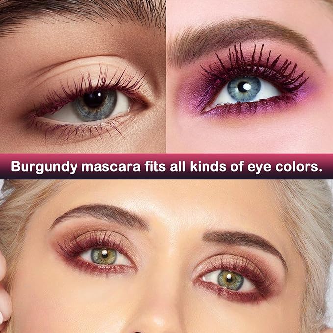 Maydear Burgundy Mascara for Eyelashes, Waterproof Colored Long Lasting Smudgeproof for Women Fast Dry Lengthening Eye Makeup Party - Dark Purple-VivaGrace Women