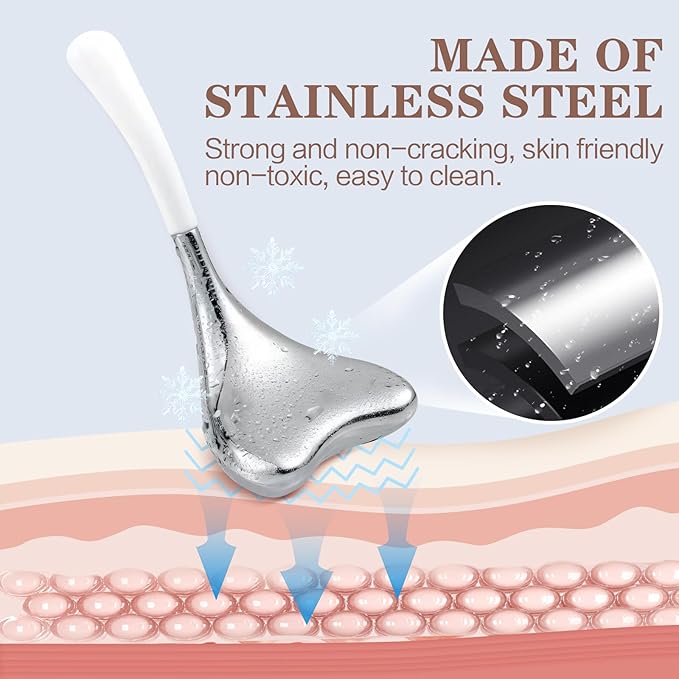 Ice Globes for Face Cryo Sticks Set, Ice Roller Stainless Steel Facial Massage Skin Care Tools for Cooling & Hot Spa-VivaGrace Women