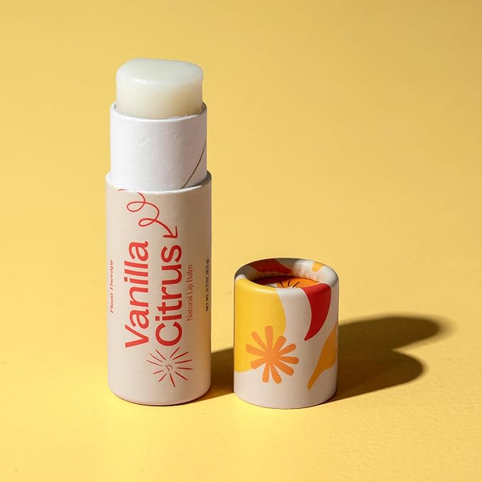 Plant Therapy Vanilla Citrus Natural Lip Balm 0.3 oz (8.5 g) Simple, Natural Ingredients & Packaged in Eco-Friendly Recyclable Cardboard-VivaGrace Women