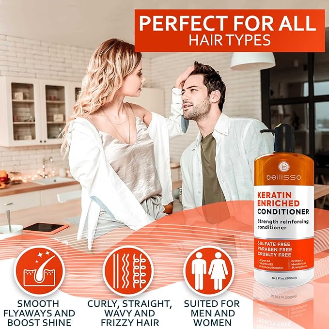 Keratin Conditioner – Sulfate and Paraben Free Deep Treatment for Dry, Damaged Hair - Salon Formula - For Curly, Color Treated, Straight and Frizzy Hair – for Women and Men to Repair Split Ends-VivaGrace Women