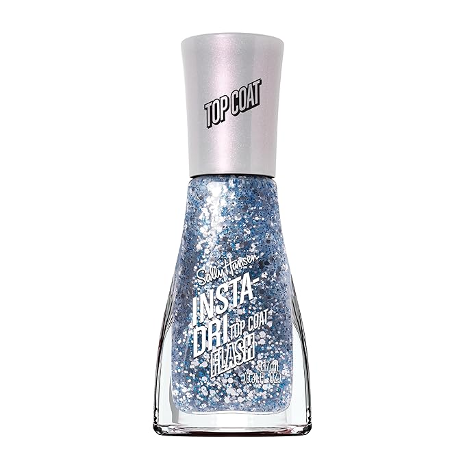 Sally Hansen Insta-Dri, Flash Top Coats, Quick Dry, Long Lasting, Sheer, Shimmery Blue Nail Polish