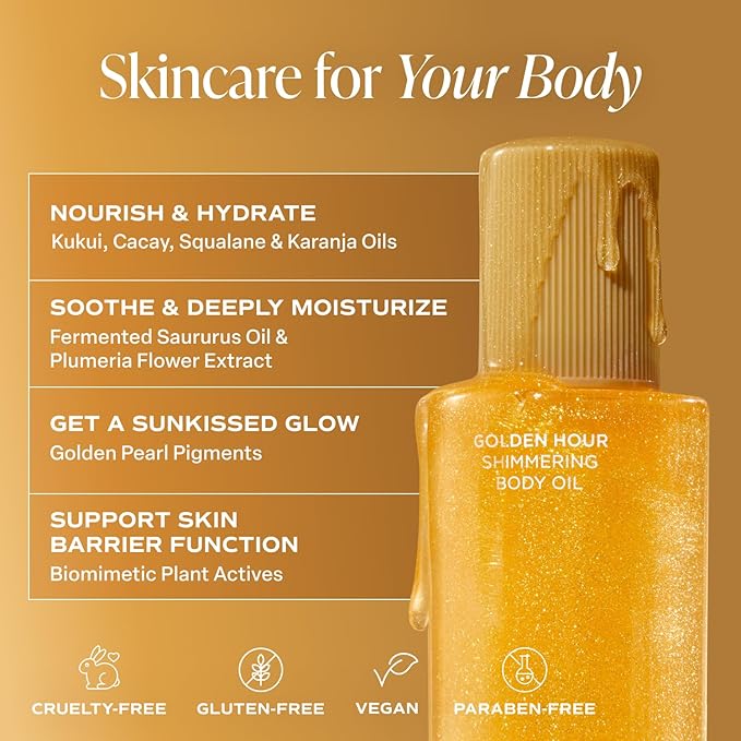 Saltair Shimmering Body Oil - Golden Hour Scented Dry Oil Moisturizer with Light-Reflecting Pearl Pigments. Moisturizing Glow for All Skin Types - 4 Fl Oz-VivaGrace Women