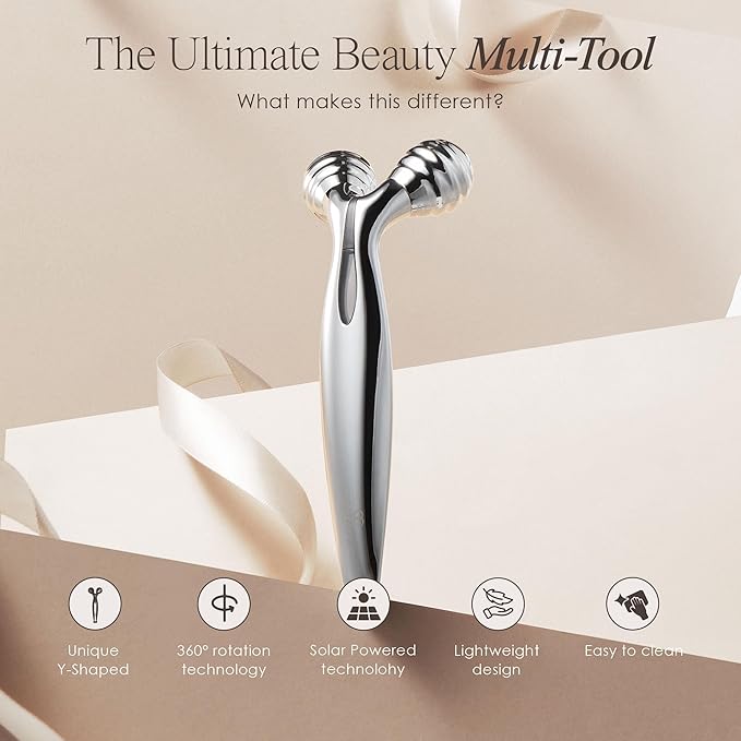 VORA Microcurrent Facial Roller by Project E Beauty | 3D Face & Body Massager | Instant Face Lift & V-Shape | Collagen Boost | Tightens Skin | Anti-Aging | Roller Tightens Skin | Solar Powered-VivaGrace Women