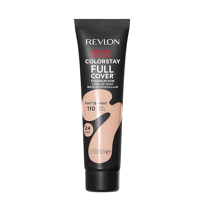 Revlon ColorStay Full Cover Longwear Matte Foundation, Heat & Sweat Resistant Lightweight Face Makeup, Ivory (110), 1.0 oz-VivaGrace Women