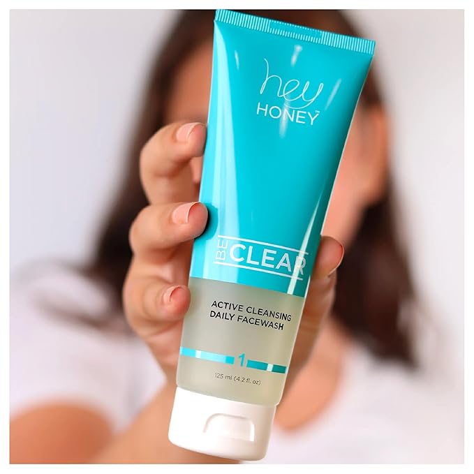 Hey Honey Skincare Be Clear Acne Routine | Daily Active Cleansing Face Wash | Youth & Young Adults, Blemishes Prone | Propolis & Gentle Exfoliating Acids | Fast & Long Lasting Oil Control | 5 fl oz-VivaGrace Women