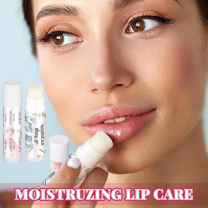 50 Pack Lip Balm Religious for Women Lip Balm with Scripture Bulk Sticks Christian Lip Balms Gifts Faith Bible Verse Scripture Inspirational Gift Party Favors Coworkers 10 Styles Floral-VivaGrace Women