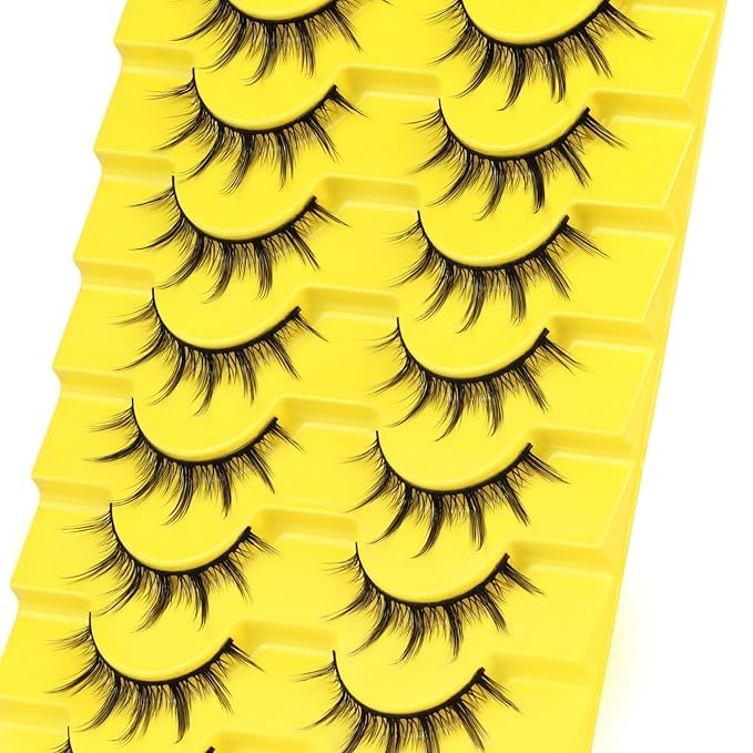 Losha Lashes Wispy Manga Lashes Natural False Eyelashes 9 Pairs Thin Eye Lashes Pack Soft Anime Fake Eyelashes (Manga)-VivaGrace Women