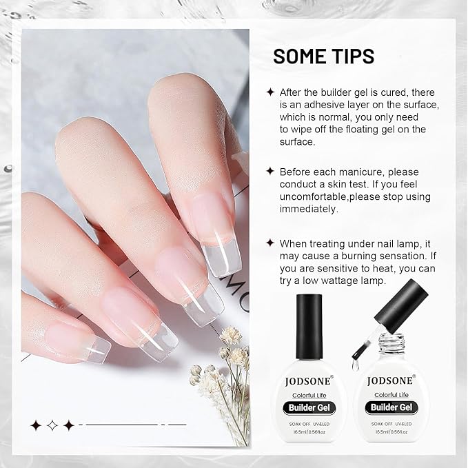 JODSONE 2Pcs 16.5ml Builder Gel Builder Nail Polish for Thickening Strengthener Building Extension and Keep The Nail Art Effect for A Longer Time and Nail Art Design Gift for Women-VivaGrace Women