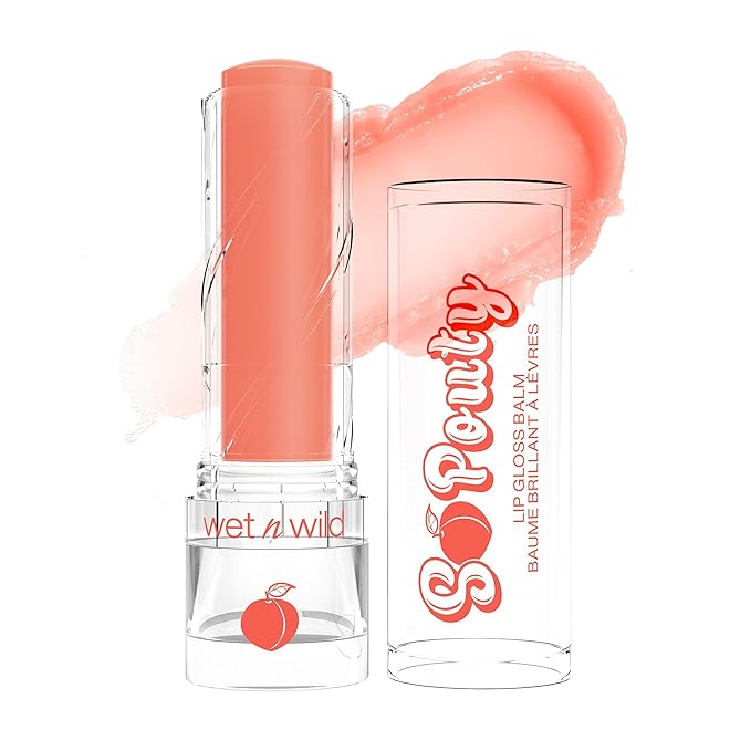 wet n wild Perfect Pout So Pouty Shine Tinted Lip Balm Peach Flavored, Hyaluronic Acid, Vegan Collagen, Moisturizing For Dry Lip Care, Pink (Pack of 2)-VivaGrace Women