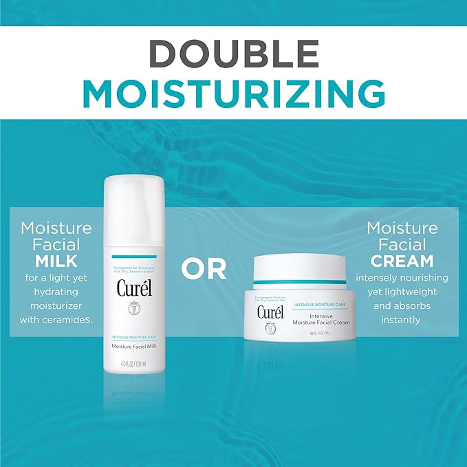 Curel Japanese Skin Care Moisture Facial Milk Moisturizer, Daily Face Lotion for Dry Sensitive Skin, pH Balanced, Unscented Advanced Ceramide Care Face Cream without Drying Alcohols, 4 oz-VivaGrace Women