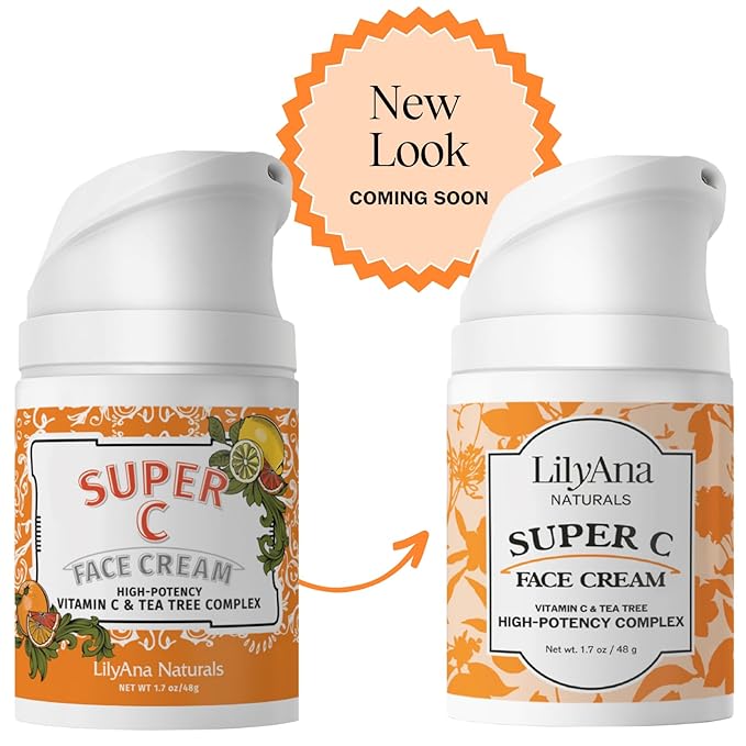 LilyAna Naturals Face and Neck Moisturizer for Women and Men - Moisturizer Face and Neck Cream for Dry Skin and Dark Spot Brightening (Super C, 1.7oz)-VivaGrace Women