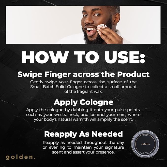 Golden Grooming Co. Solid Cologne - Travel-Sized Concentrated Balm - Solid Perfume with Subtler Scent and Long-Lasting Fragrance - For Men of Color - 1 oz Tin-VivaGrace Women