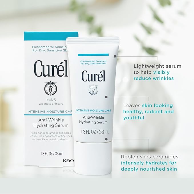 Curel Japanese Skin Care, Anti-Wrinkle Hydrating Serum, Lightweight Serum, Fragrance Free & Colorant Free, For Sensitive Skin, 1.3 Oz-VivaGrace Women