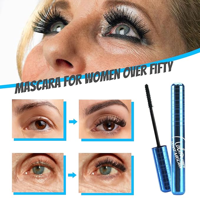 Mascara for Older Women 60 Plus, Mascara for Seniors with Thinning Lashes, Hypoallergenic Mascara Sensitive Eyes, Mascara Black Volume and Length, Black Mascara Waterproof Smudge Proof, Black (Black)
