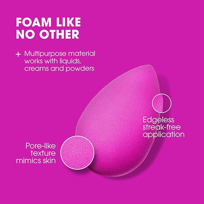 Beautyblender® | Electric Violet Beauty Blender Makeup Sponge, Super-Soft Foam Easily Blends Foundations, Powders & Creams, Made in USA, Reusable, Washable, Streak Free Application, Vegan-VivaGrace Women