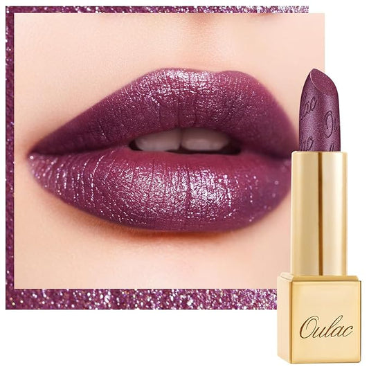 Oulac Purple Lipstick for Women with Metallic 3D Shine Lightweight Hydrating Formula, High Impact Lip Color, Vegan & Gluten Free Beauty, Full Coverage Lip Makeup, Virtual Violet(22)-VivaGrace Women