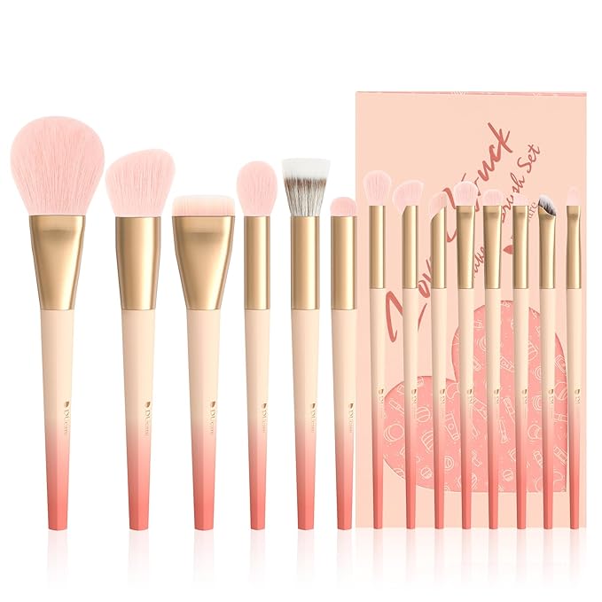 DUcare Makeup Brushes Set 14Pcs Love Struck Makeup Brush Set Premium Synthetic Kabuki Foundation Blending Face Powder Blush Concealers Eye Shadows Brushes-VivaGrace Women