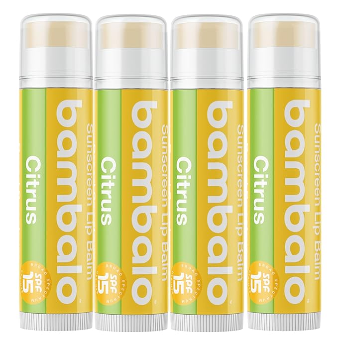 4-Pack Citrus SPF 15 Lip Balm - Organic Ingredients, Broad Spectrum UVA/UVB Protection - Hydrating & Moisturizing, USA Made-VivaGrace Women