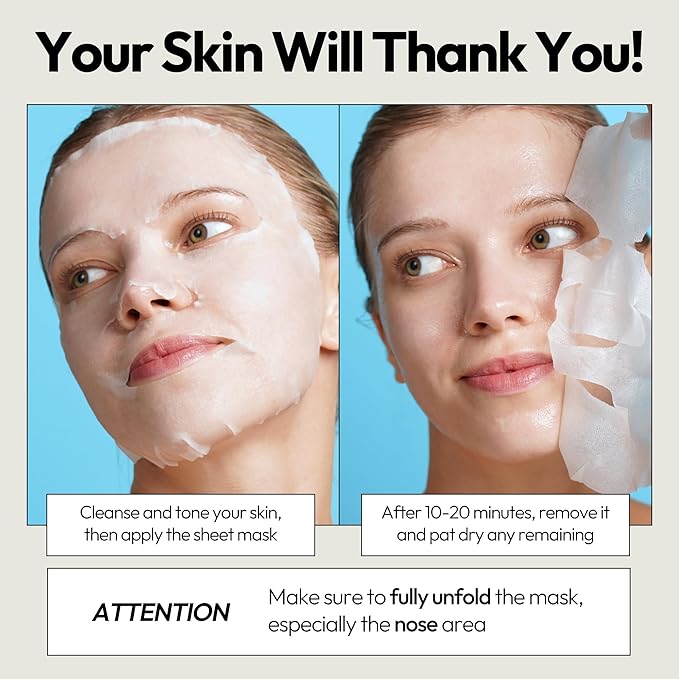 LAPCOS Aqua Sheet Mask, Hydrating Daily Face Mask with Seawater and Plankton Extract to Nourish Skin, Korean Beauty Favorite, 5-Pack-VivaGrace Women