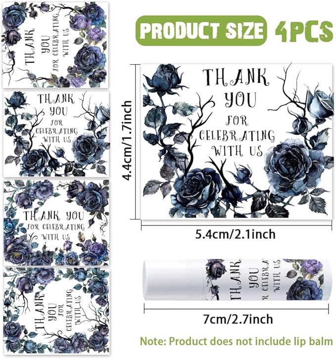 OLYCRAFT 100Pcs Self-Adhesive Lip Balm Tag Stickers 1.7x2.1 inch Goth Black Rose Waterproof Adhesive Label with Word Lipstick Tag Sticker for Lip Balm Container Tubes Lipstick Wrapping Decoration-VivaGrace Women