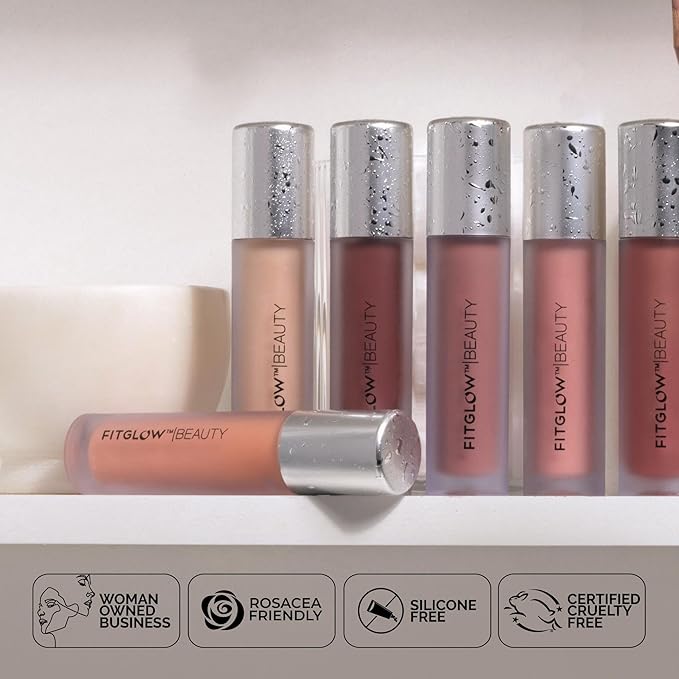FITGLOW Beauty Lip Colour Serum | Hydrating Lip Gloss | Plumping Anti-Aging Lip Treatment | Natural Shine with Pomegranate Sterols & Collagen | Buildable Color for Dry Chapped Lips | Buff - 10g-VivaGrace Women